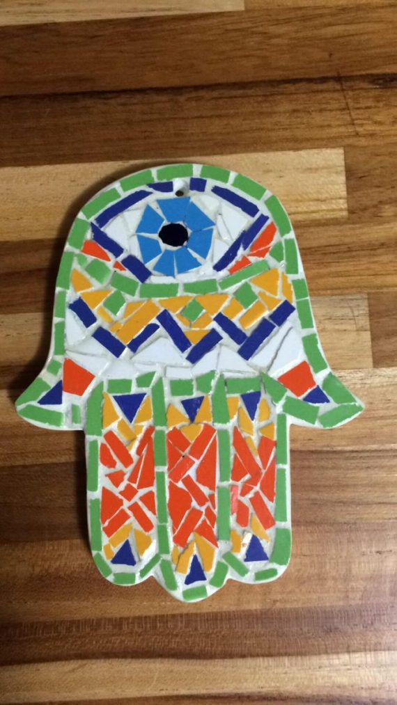 Hamsa - Mão de Fátima em mosaico de azulejos