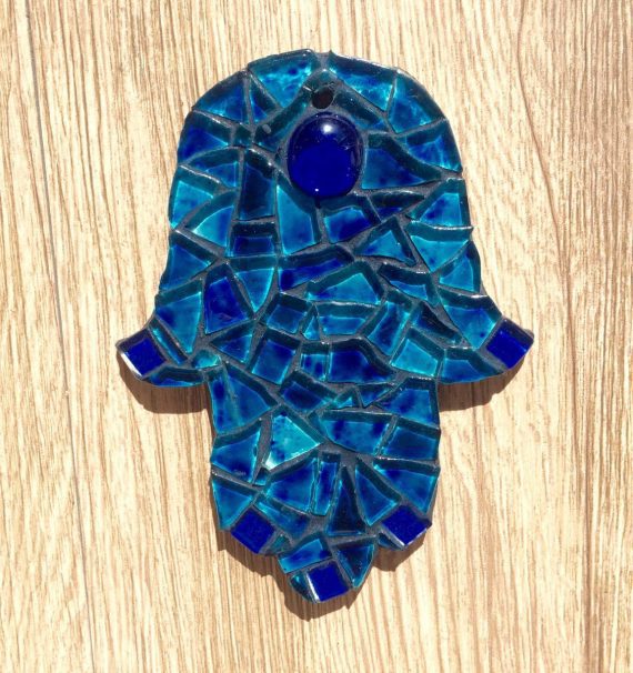 Hamsa - Mão de Fátima em mosaico de azulejos